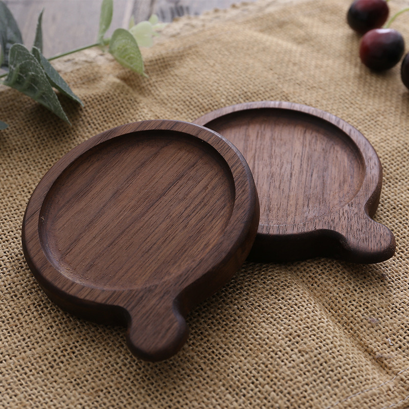 Japanese-Style Black Walnut Wooden Coffee Coaster Round Beech Cup Holder Insulated Placemat