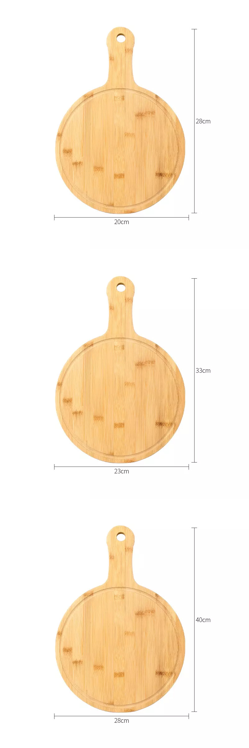 Sturdy and Durable Multifunctional Bamboo Pizza Board Tray Nan Fruit Cutting Board with Handle