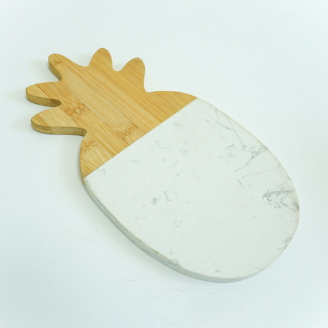 Pineapple Shape Bamboo and Marble Chopping Board Cutting Board Serving Board