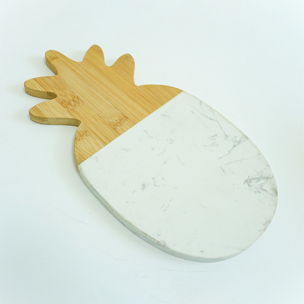 Pineapple Shape Bamboo and Marble Chopping Board Cutting Board Serving Board