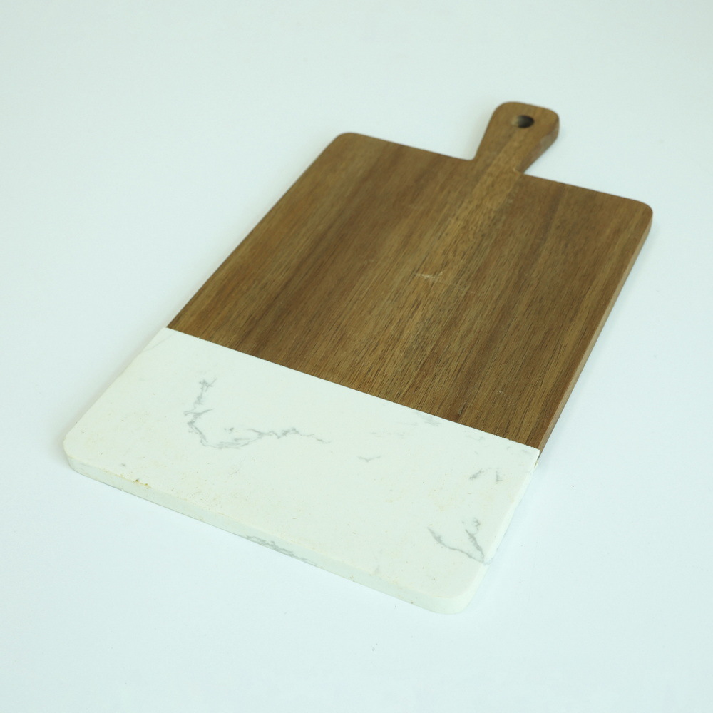 Paddle Shape Marble Wodoen Cheese Board Serving Board with Handle