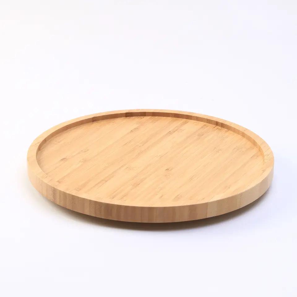Rubber Wood Lazy Susan Organizer with a Hidden Knife Set