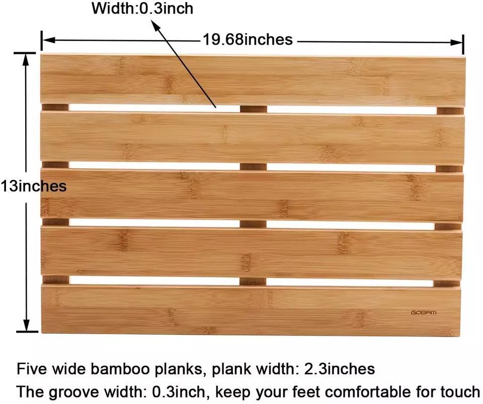 Anti Slip Waterproof Bamboo Bath Mats Wooden Bathroom Mat for Home and Hotel