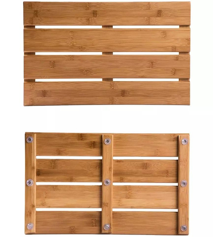 Anti Slip Waterproof Wooden Bathroom Mat Bamboo Bath Mats