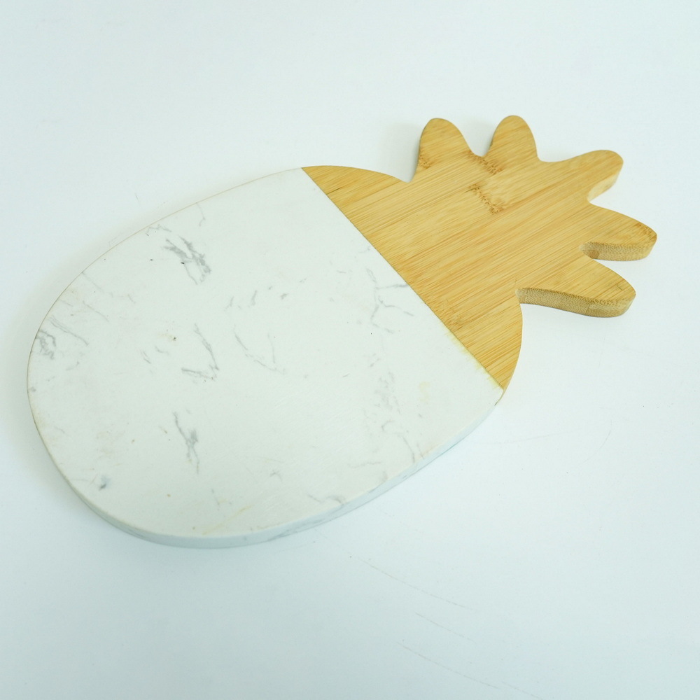 Pineapple Shape Bamboo and Marble Chopping Board Cutting Board Serving Board