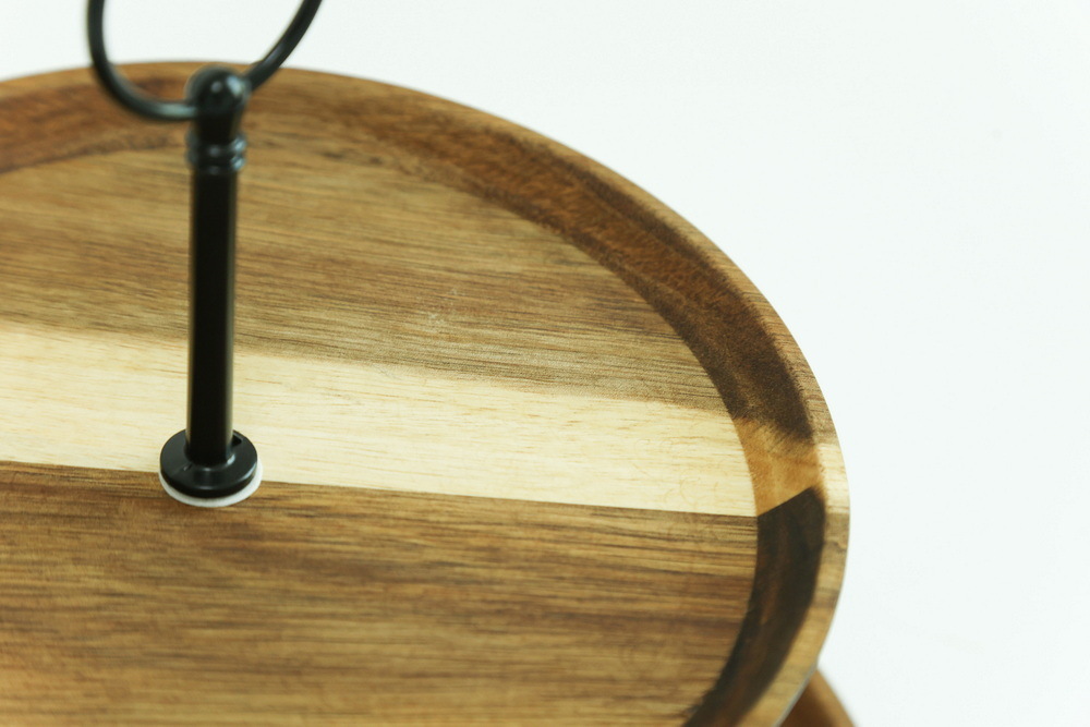 Fujian Factory Manufacture 2 Tier Acacia Wooden Cake Stand for Wedding