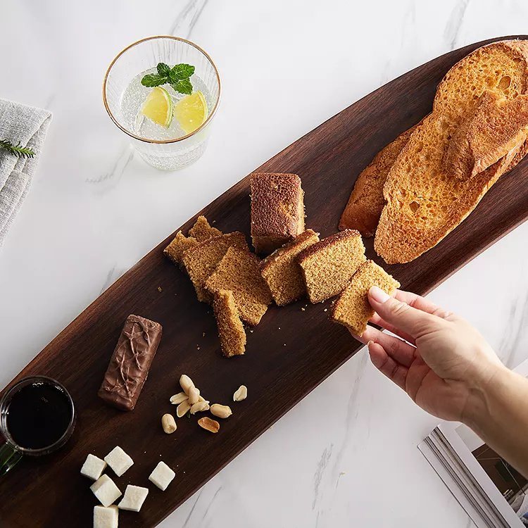 Natural Black Walnut Wood Wooden Irregular Serving Tray for Sushi Fruit Snacks Tea Coffee