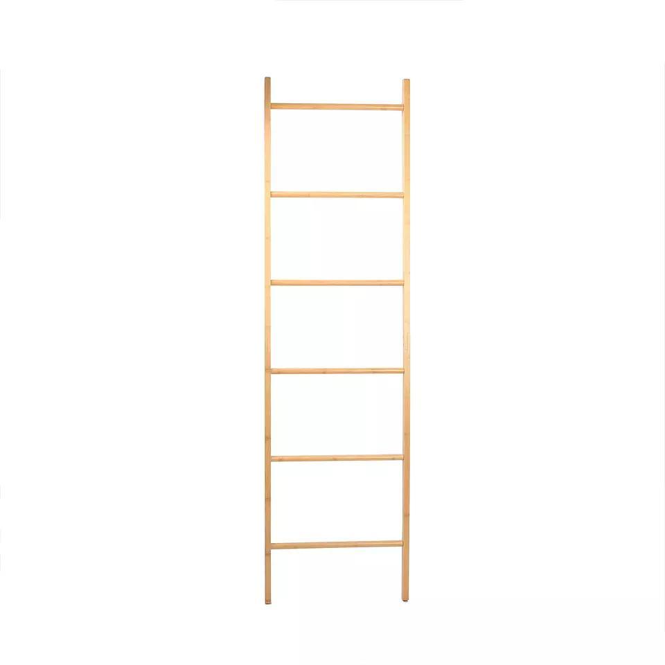 Custom 6 Tier Bamboo Wooden Bathroom Storage Towel Shelf Rack