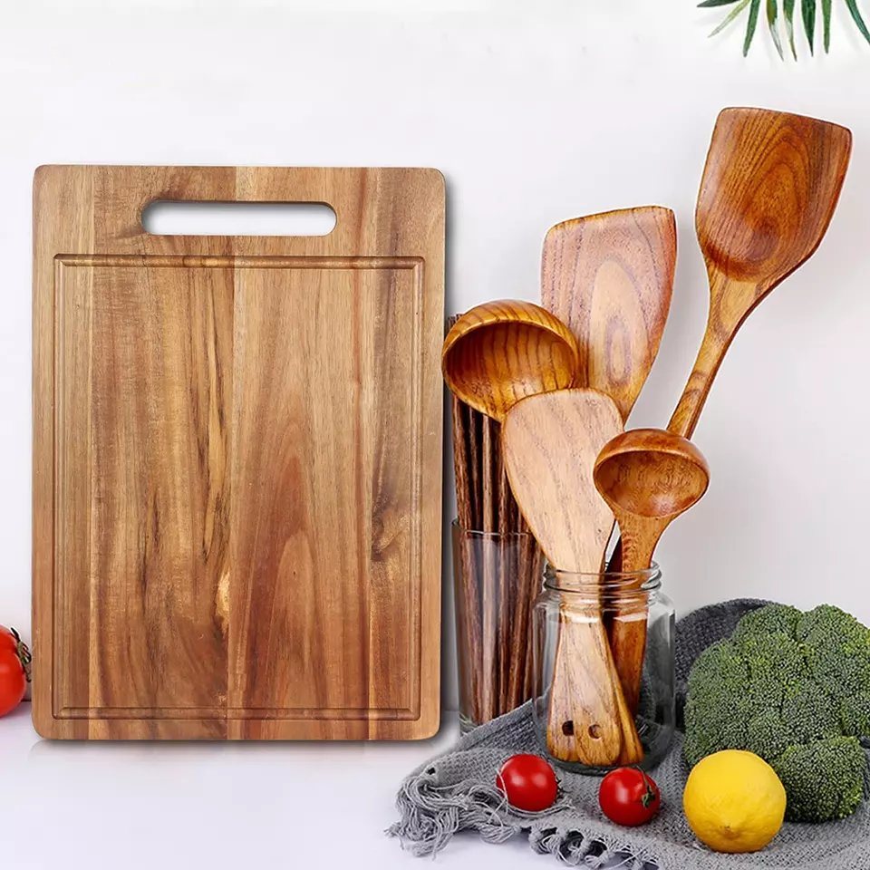 High Quality Custom Wholesale Kitchen Chopping Board Acacia Cutting Board with Handle