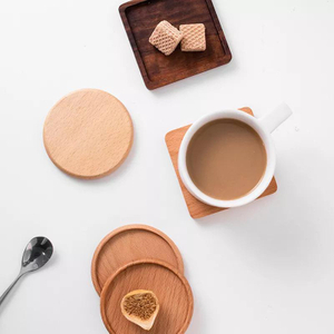 Durable Heat Resistant Beech Wood Tea Coffee Cup Pad Placemats Square Round Drink Mat Coaster Set