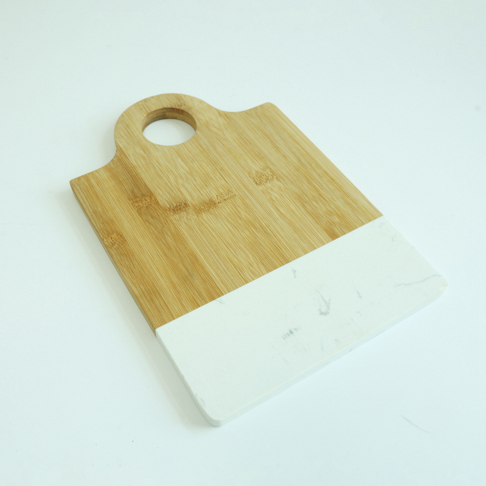 Marble and Wood Charcuterie Board Serving Board for Cheese / Cake / Bread
