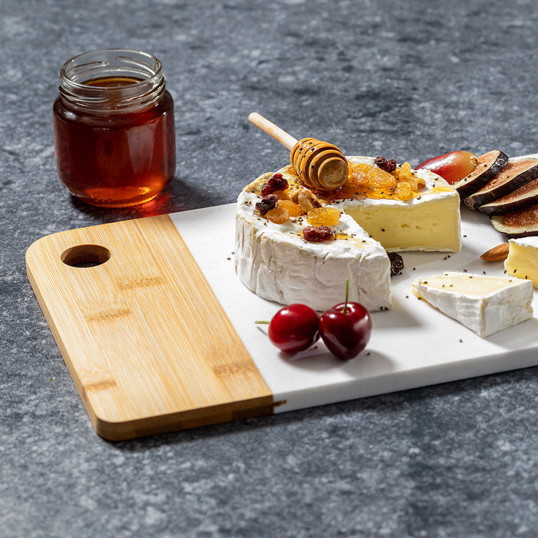 Smooth and Durable Marble and Bamboo Chopping Board Cheese Board with Hanging Hole