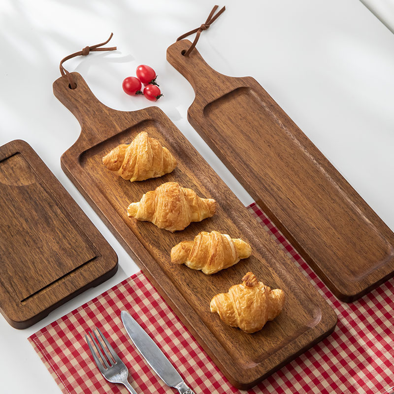 Black Walnut Food Cutting Board Steak Wooden Plate Bread Cake Sushi Pizza Tray