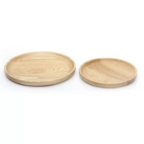 Round Shape Ash Wood Wooden Serving Tray for Restaurant Hotel