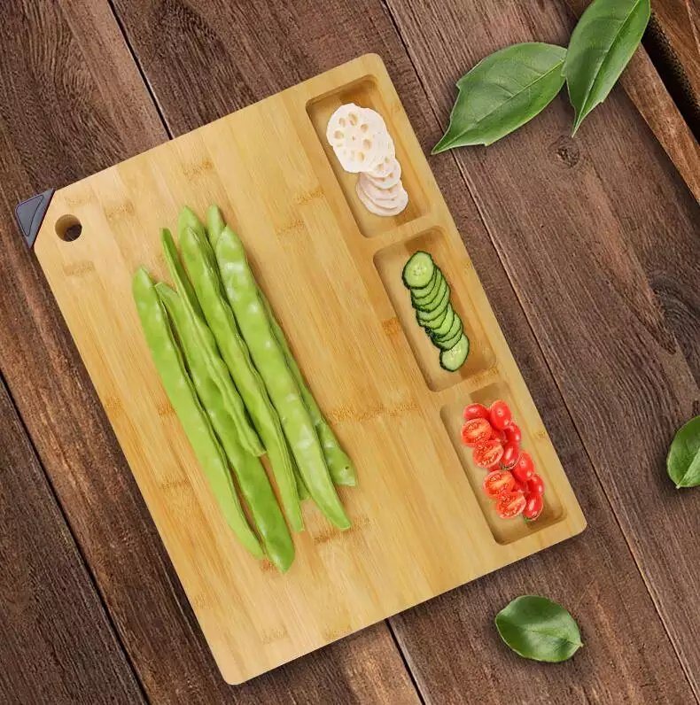 Double Side Use Large Organic Bamboo Cutting Board with Juice Groove Kitchen Chopping Board for Meat