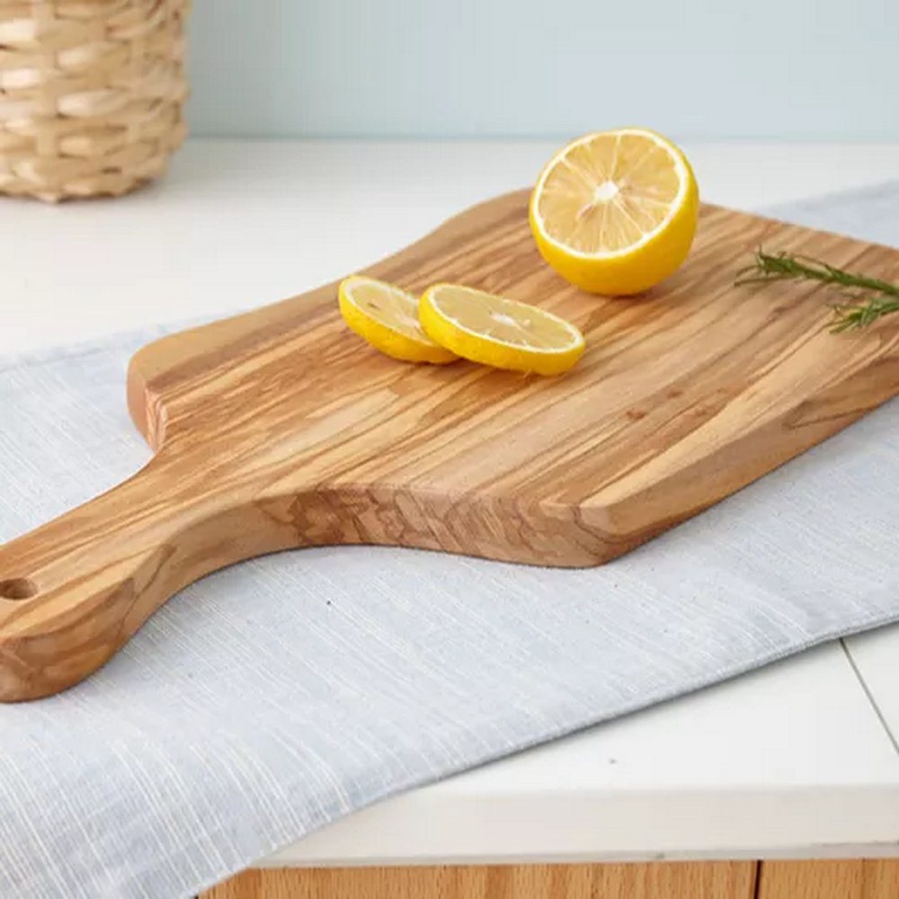 Irregular Shape Olive Wood Cutting Board with Handle for Cheese