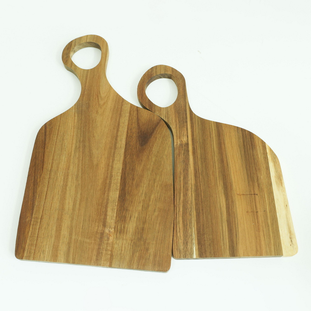 2 in 1 Wood Cutting Chopping Board Set of 2 with Handle for Lovers