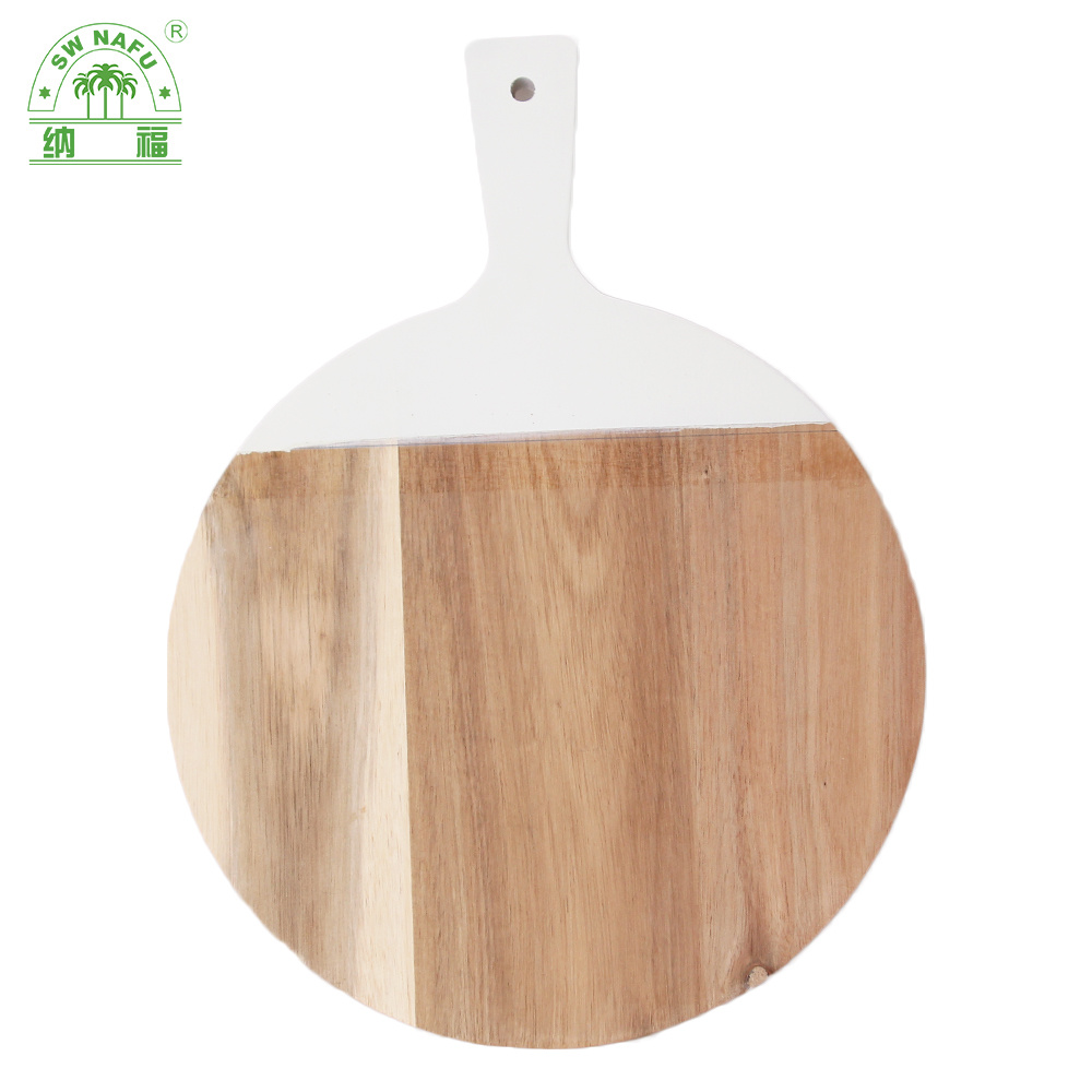 Round Acacia Wood Cutting Board with Handle