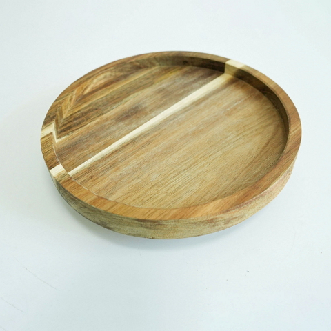 Round Acacia Wooden Lazy Susan Organizer Rotating Spice Rack for Kitchen