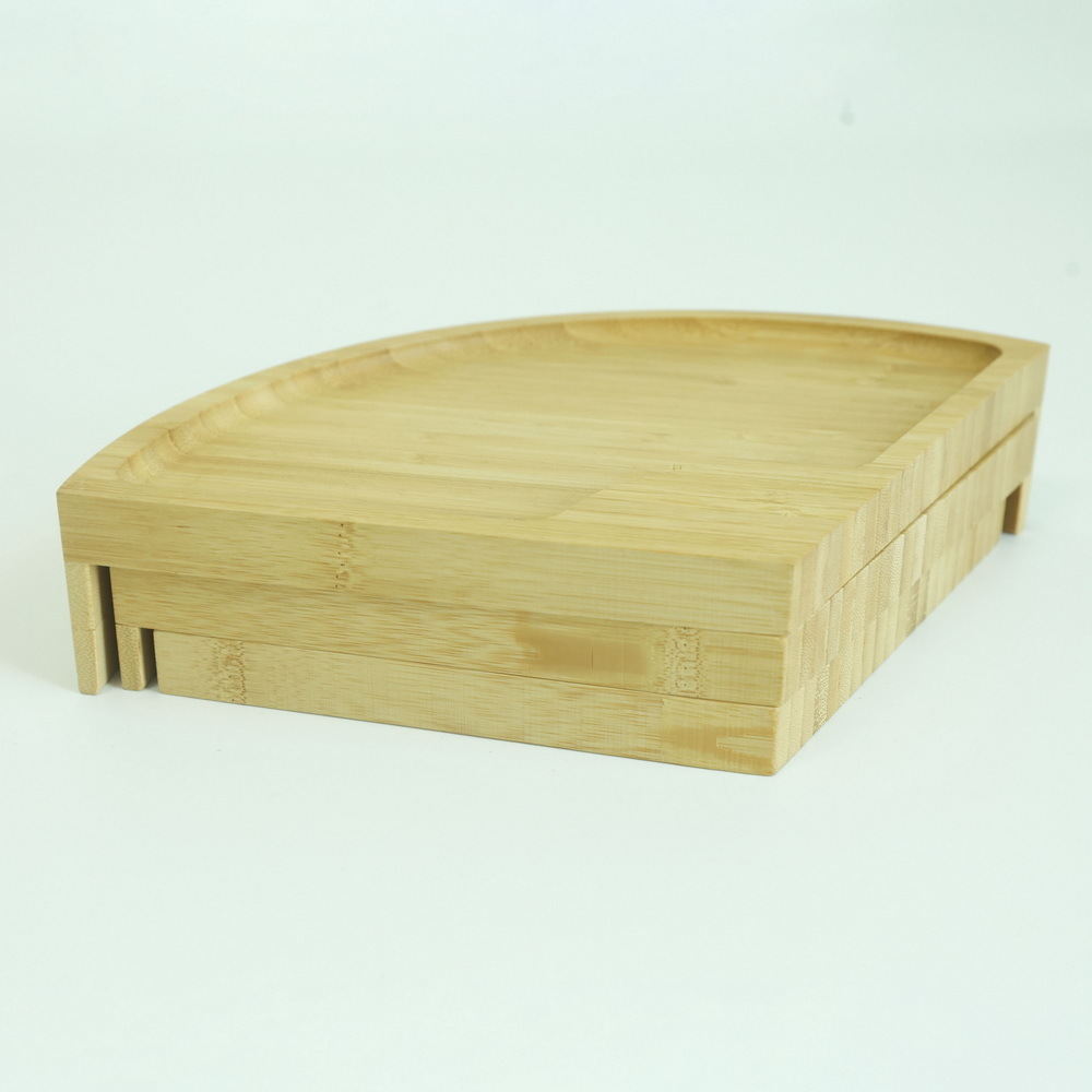 Large and Round Folding Bamboo Wood Rotating Cheese Board Platter