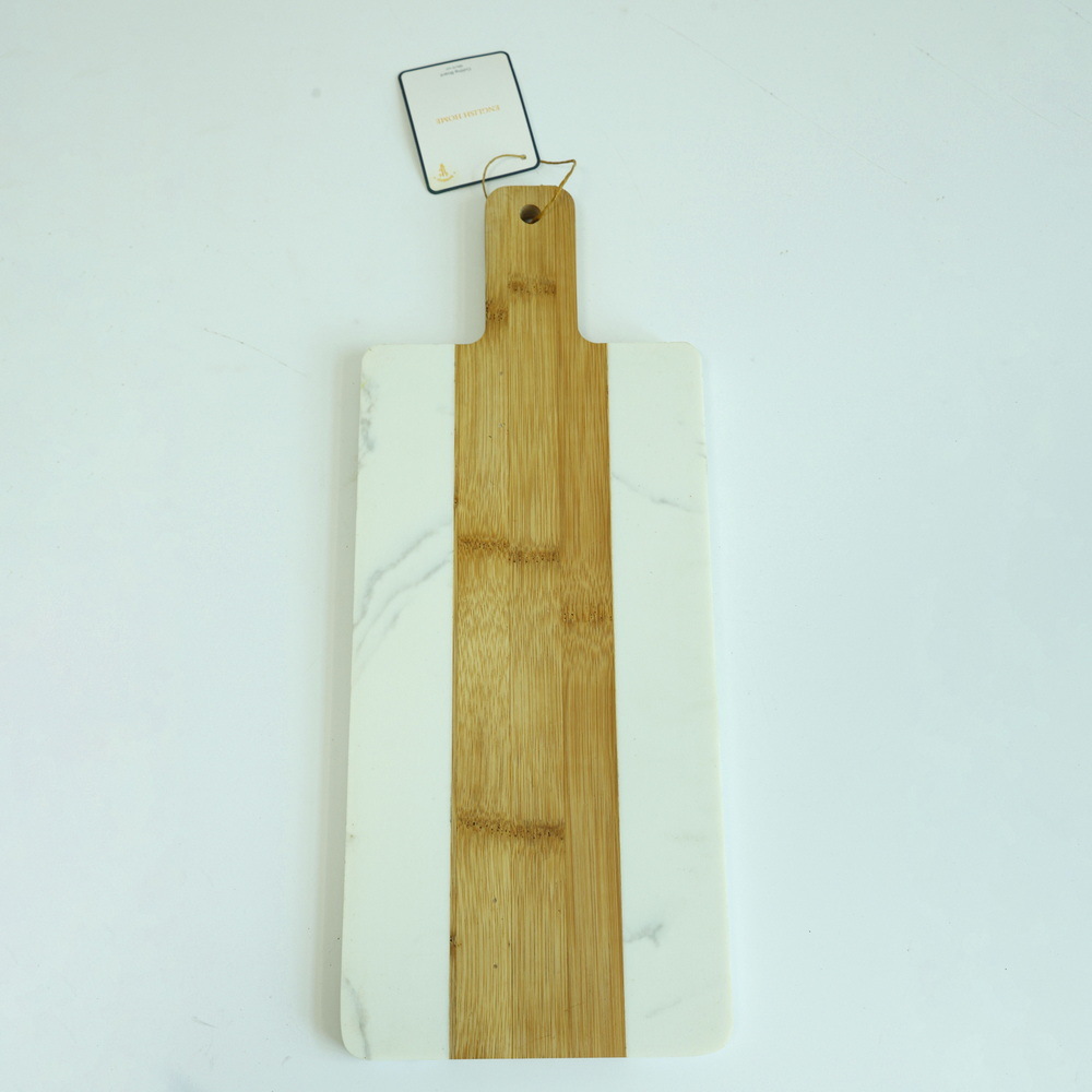 Marble and Wood Paddle Cheese Board Marble Serving Board with Handle