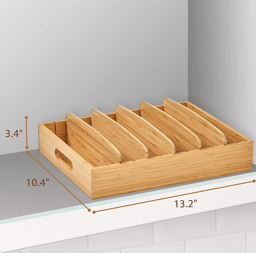 Wooden Bamboo Storage Box Kitchen Jar Storage Box Tableware Rack with Compartments for Bathroom