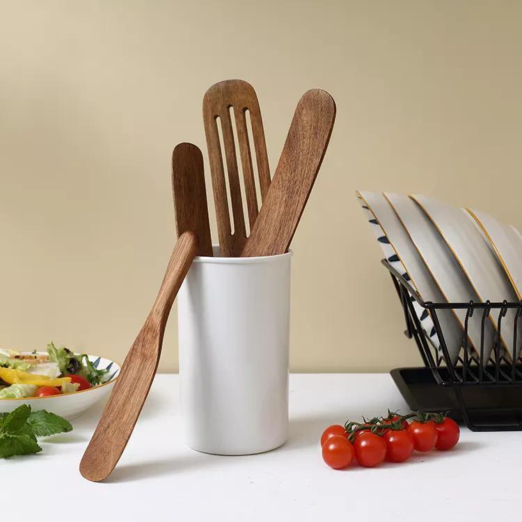 Custom Handmade Multi-Use 4-Piece Kitchen Utensils Spatula and Spoons Acacia Wood Spurtle Set