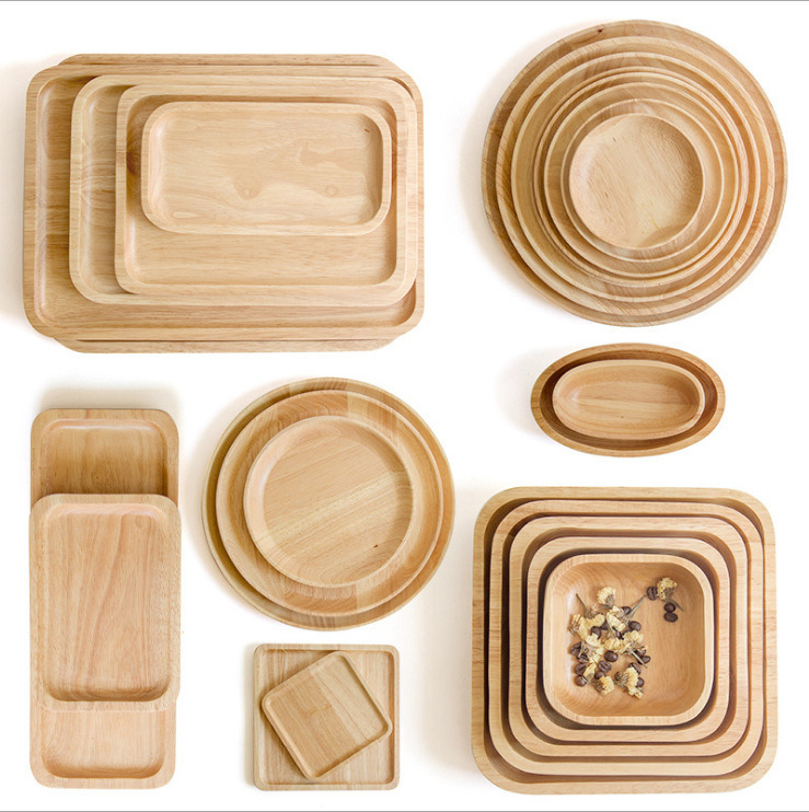Lightweight Round and Rectangle Wood Steak Plates Wooden Dish Plates From Factory