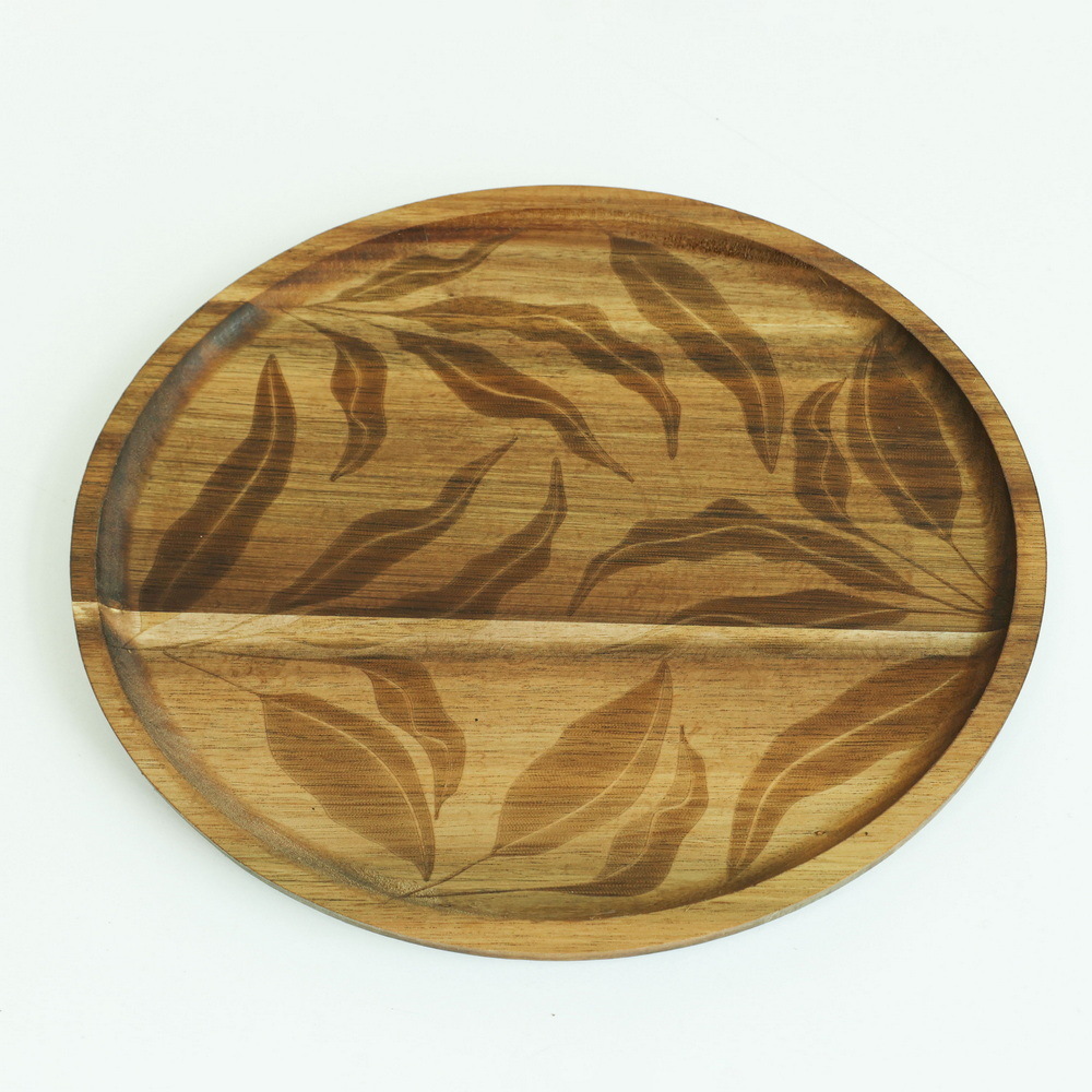 Custom Engraved Large Round Wood Plate Wooden Pizza Plate