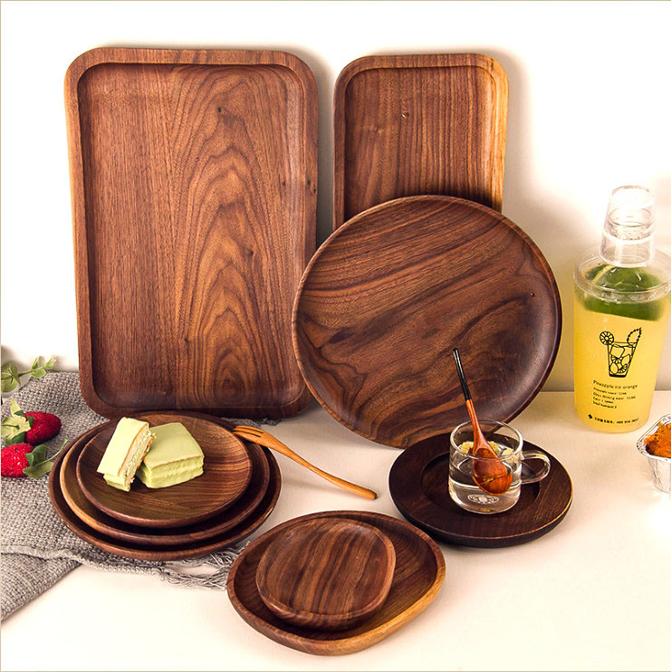 Acacia Wood Rectangular and Round Dinner Plate From Fujian Factory