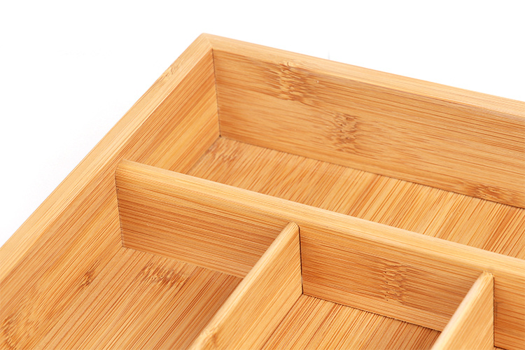 Bamboo Silverware Drawer Organizer Kitchen Utensil Holder and Cutlery Tray with Divider
