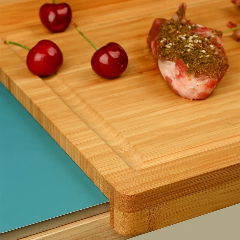Large Size Z Shape Bamboo Wooden Cutting Board Chopping Blocks Butcher Block with Drip Groove for Kitchen