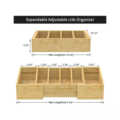 Functional Bamboo Drawer Counter-Top Storage Box for Kitchen Drawer