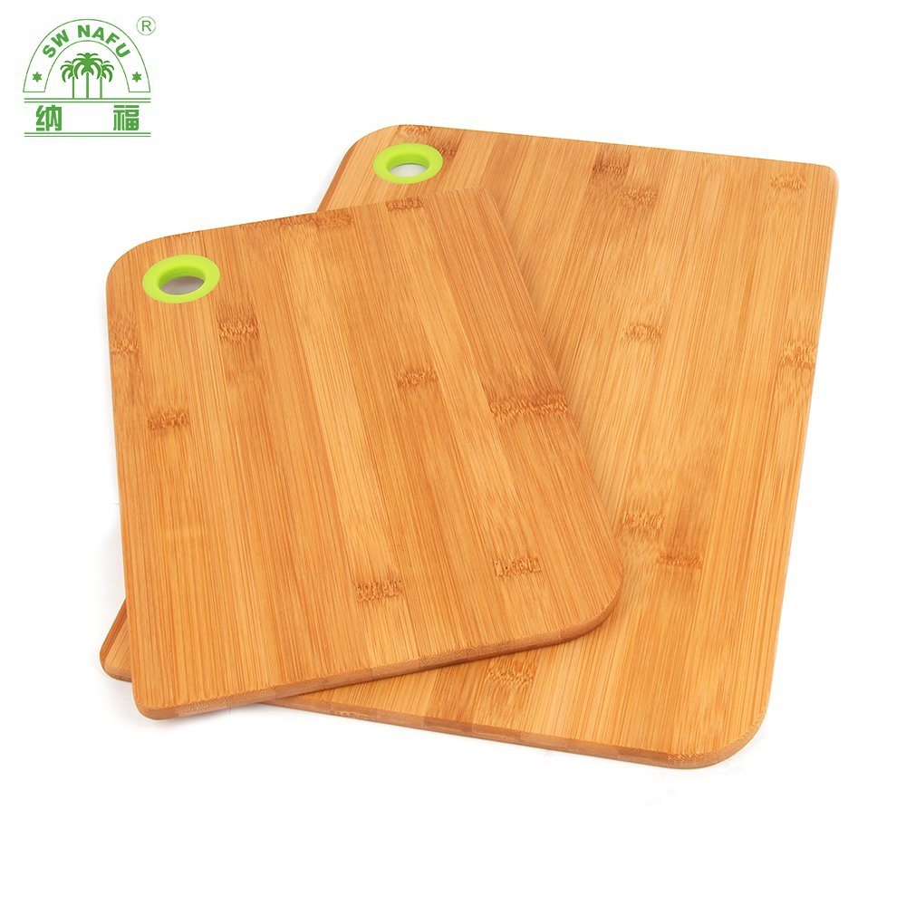 Popular Smart Wood Bamboo Cutting Board Chopping Block Set of 2 with Silicone Hanging Hole
