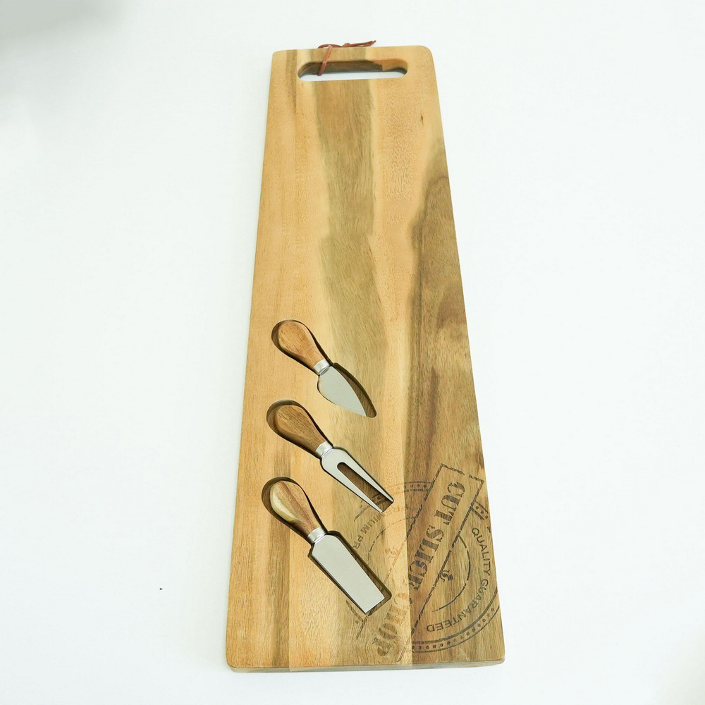Very Long Olive Wood Acacia Wood Cheese Board Set