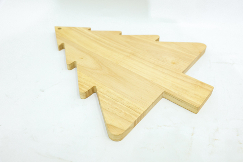 Christmas Tree Shape Rubber Wood Cheese Board for Gift