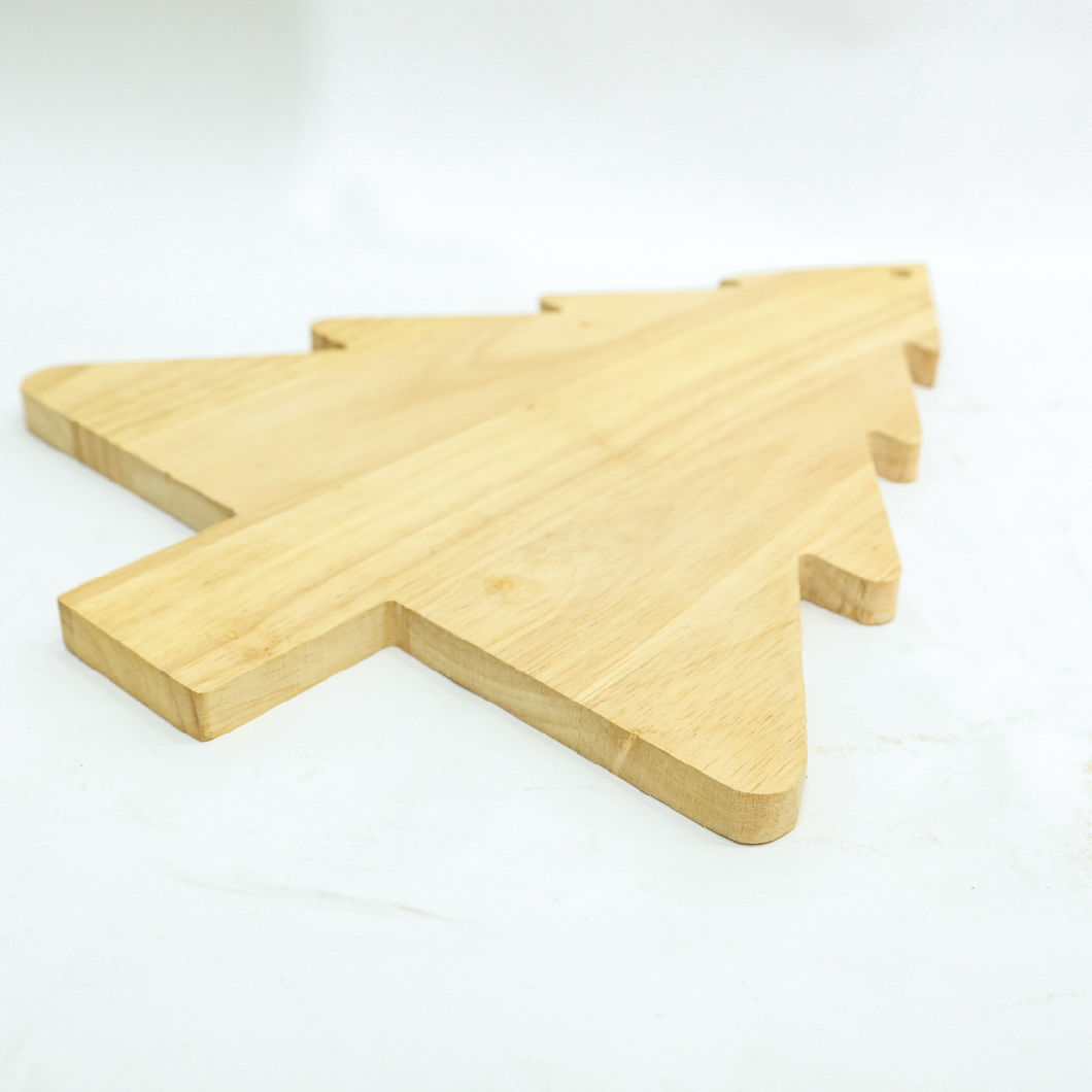 Christmas Tree Shape Rubber Wood Cheese Board for Gift