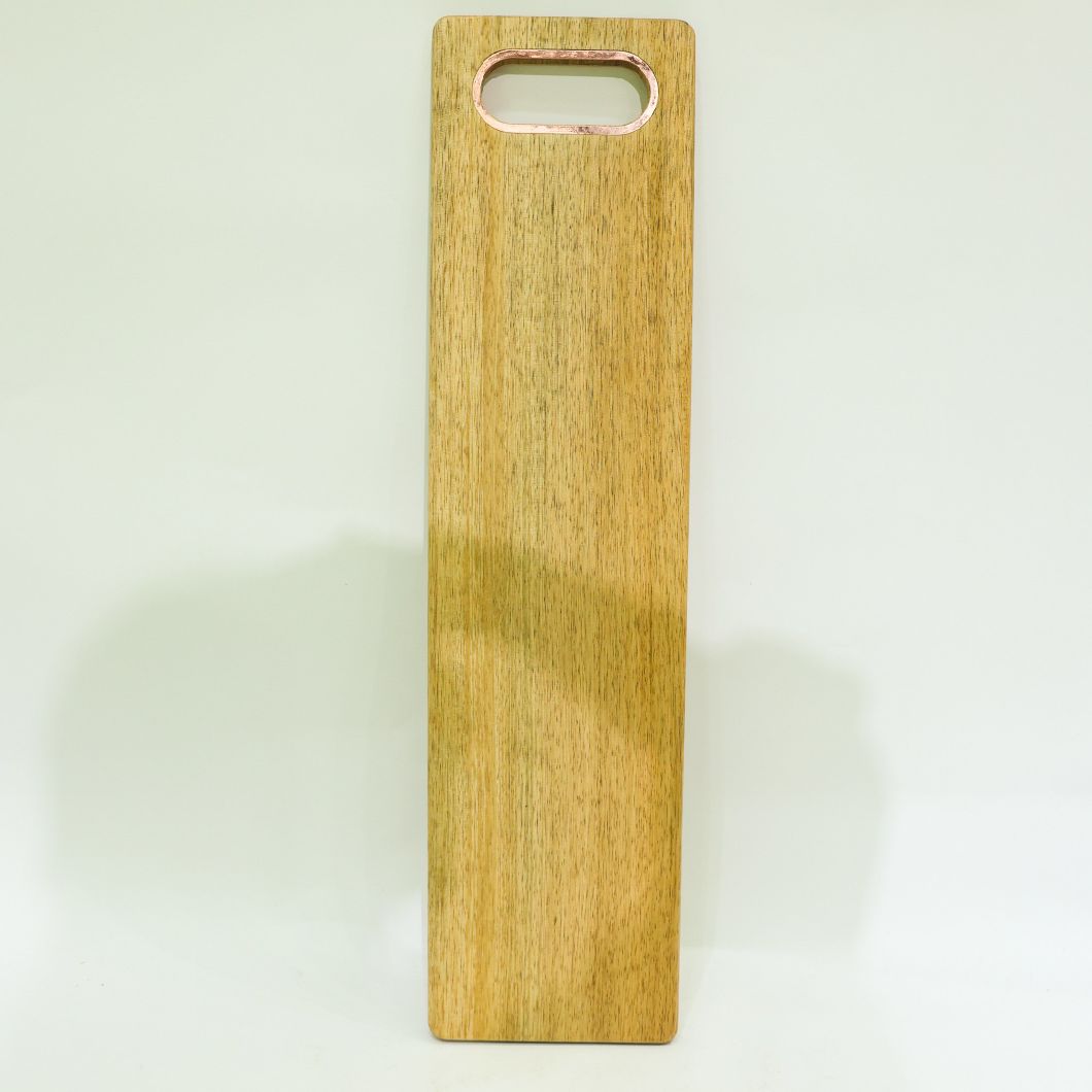 Long Acacia Wood Serving Board Serving Tray with Gold Metal Handle
