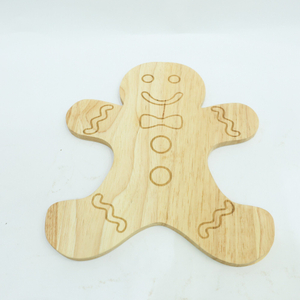 Custom Gingerbread Man Rubber Wood Cutting Board Cheese Board for Christmas for Gift