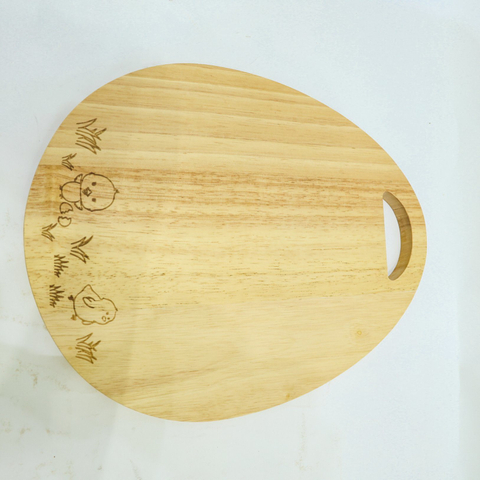 Oval Shape Organic Rubber Wood Cutting Board Chopping Board with Hanging Hole